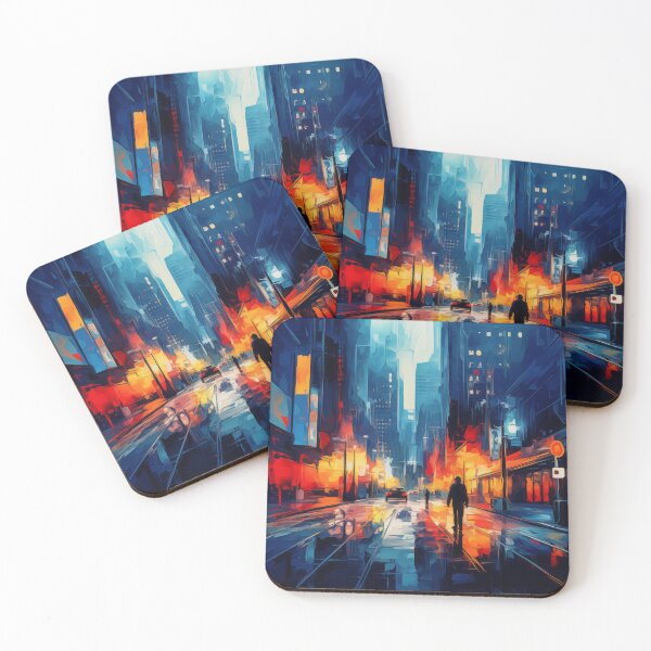 Item preview, Abstract digital painting of a city designed and sold by Whimsicalhub.