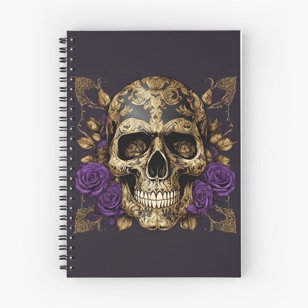 Item preview, Skeleton Metalhead Skulls and Deep Purple Roses Metal Rock designed and sold by PugD.