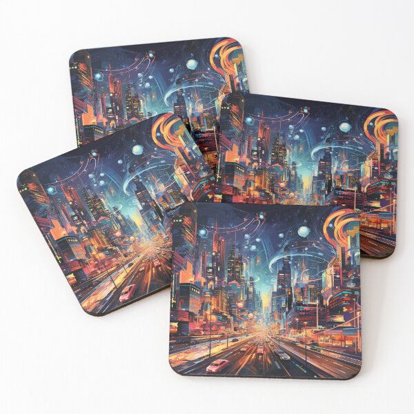 Item preview, Abstract digital painting of a city designed and sold by Whimsicalhub.