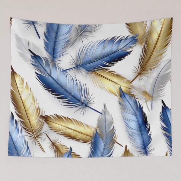Item preview, blue-gold fine feather designed and sold by WanwisaChuenlom.