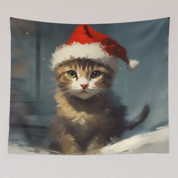 Item preview, Cute Cat in Christmas Hat designed and sold by cr6zym1nd.