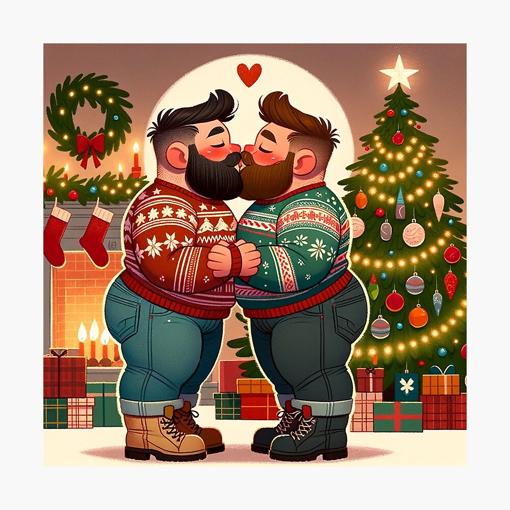 Christmas Card - Two bears kissing