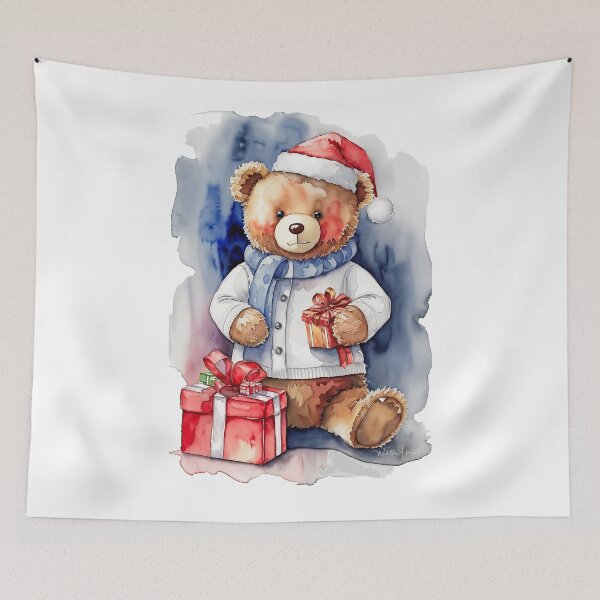 Item preview, Christmas Teddy Bear Watercolor  designed and sold by WLHmedia.com .