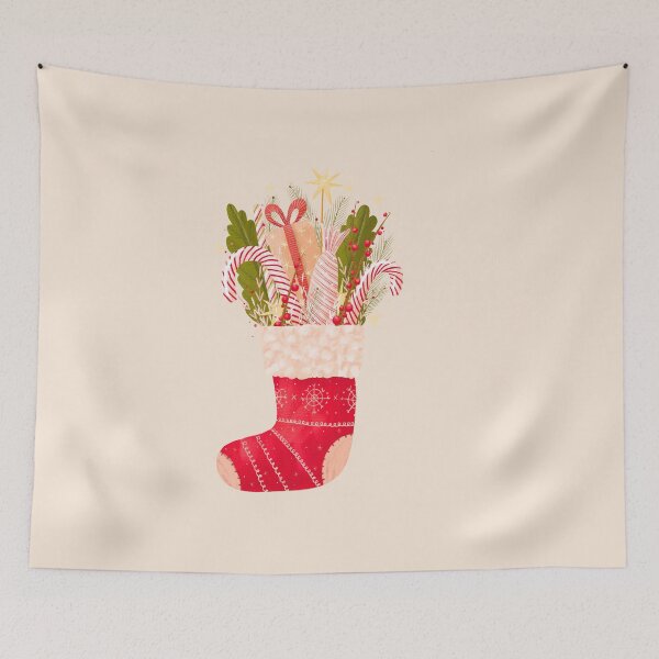 Item preview, Christmas Stocking with Candy Cane and Gifts designed and sold by BookishSpace1.