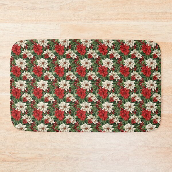 Aperçu de l'œuvre Beauté festive enneigée : conception de pins et de poinsettias créée et vendue par BloomPattern.