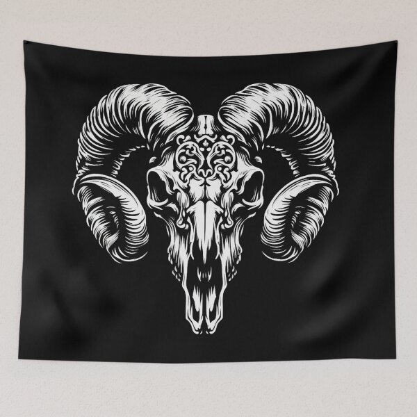 Item preview, Ram Skull Evil Abstract designed and sold by CreepyCornerArt.