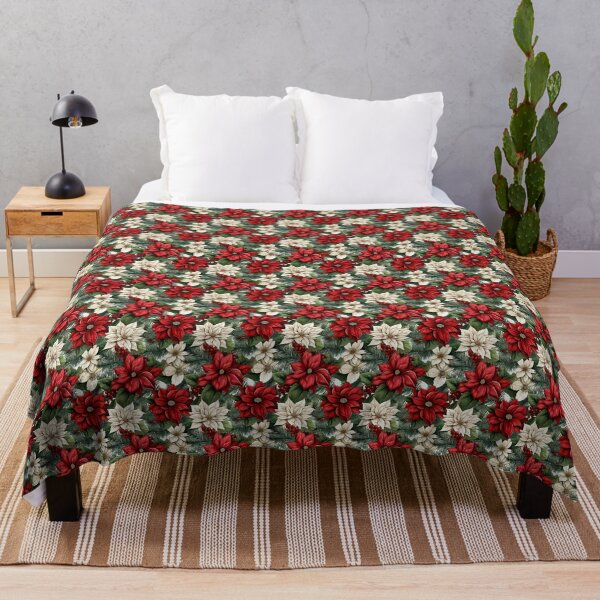 Item preview, Festive Winter Sparkle: Poinsettia & Pine Art designed and sold by BloomPattern.