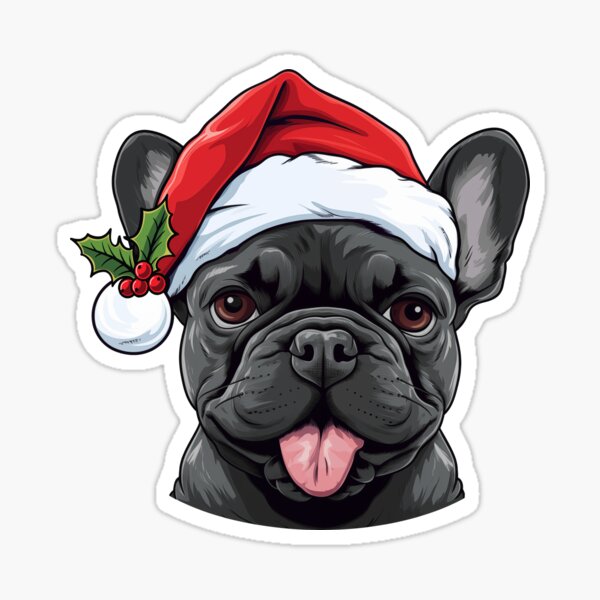 Vista previa del artículo con la obra «Bulldog Francés navideño - Negro», diseñado y vendido por wotsthis.