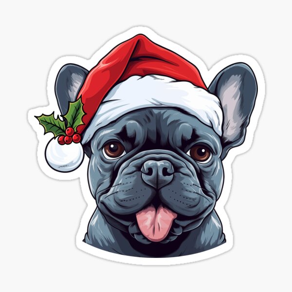 Vista previa del artículo con la obra «Bulldog Francés navideño - Azul, Gris», diseñado y vendido por wotsthis.
