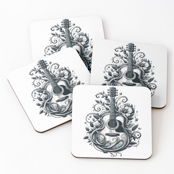 Item preview, Melodic Growth Acoustic Guitar with Vines Art Musician designed and sold by Studio Harmonia.
