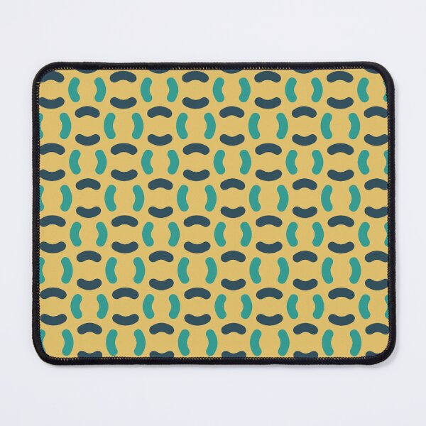 Item preview, Mustard Yellow Teal Blue Lines Open Semi-Circles Arcs Curves Waves Retro Grid Pattern designed and sold by PenguinForests.