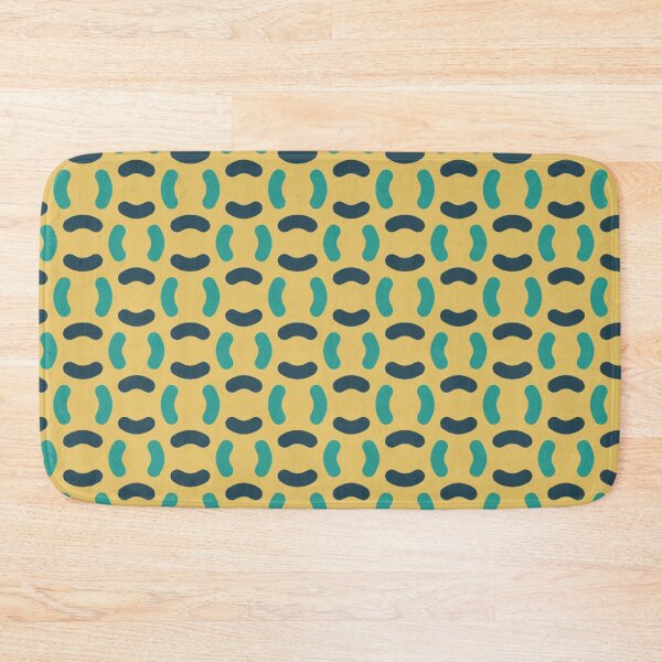 Item preview, Mustard Yellow Teal Blue Lines Open Semi-Circles Arcs Curves Waves Retro Grid Pattern designed and sold by PenguinForests.