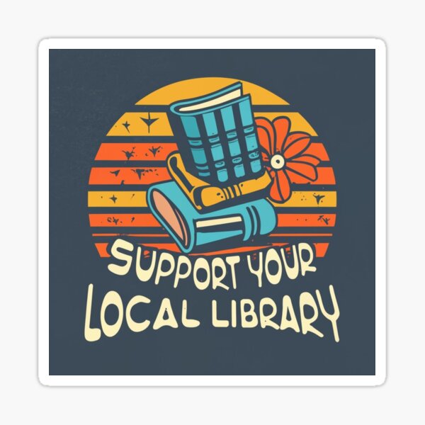 Item preview, Support Your Local Library Flowers Vintage Sunset Readers Books Lovers Floral designed and sold by sadedream.