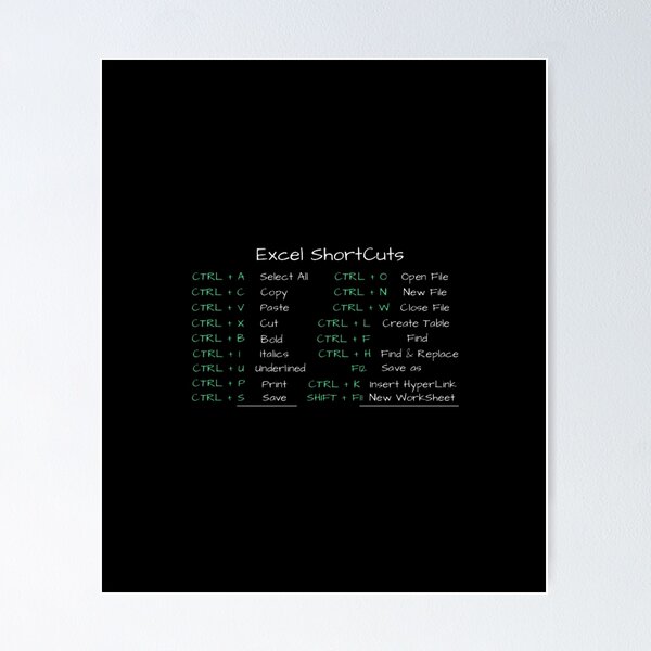 Item preview, excel shortcuts designed and sold by PetPanache.