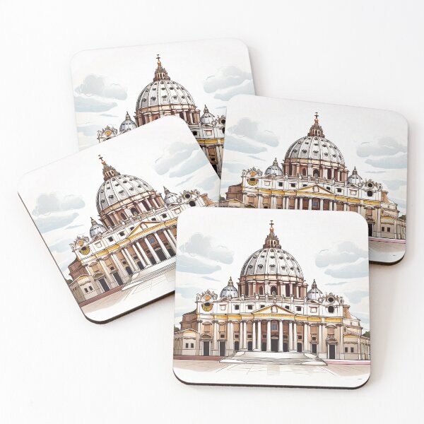 Item preview, Painting of Church: St. Peter's Basilica, Michelangelo, and a Watercolor Painting designed and sold by HeavenArtStudio.