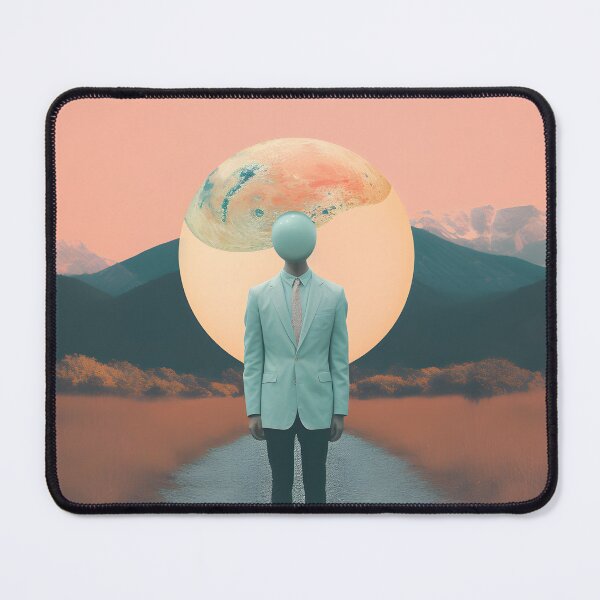 Item preview, Surreal Landscape with Moon-Headed Figure designed and sold by VectorPlace.