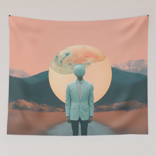 Item preview, Surreal Landscape with Moon-Headed Figure designed and sold by VectorPlace.