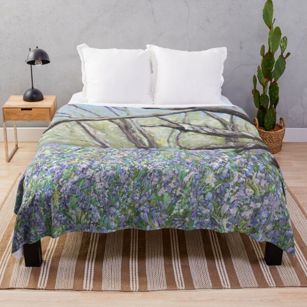 Item preview, English bluebells in the wood oil on canvas hand painted designed and sold by ColorandColor.