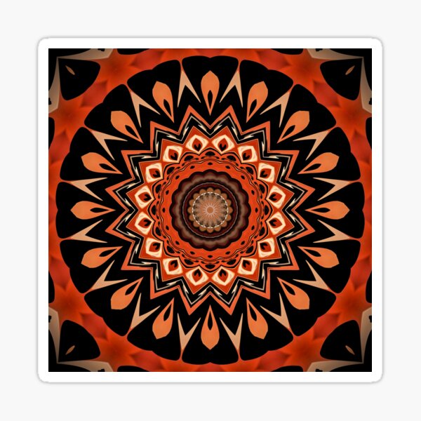 Boho chic Orange Rust  Mandala Design Sticker