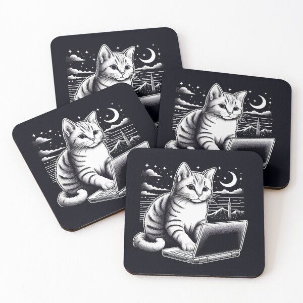 Artikelvorschau, Süße Katze mit Laptop entworfen und verkauft von bibeiconstore.