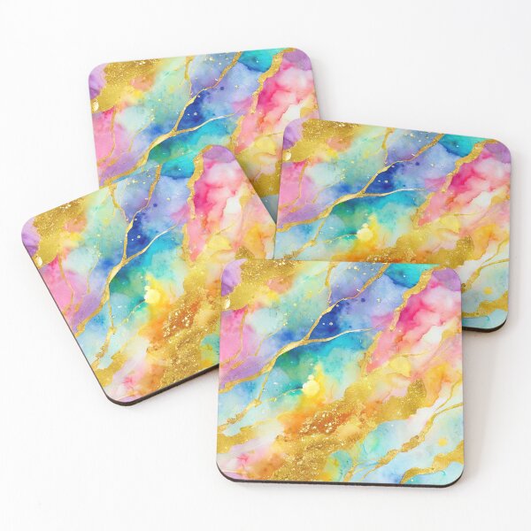 Item preview, Pastel Rainbow Marble With Gold designed and sold by craftyvixenart.