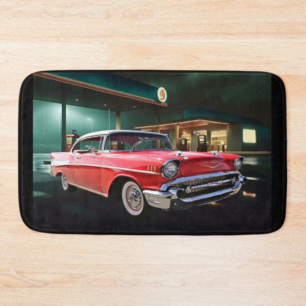 Artikelvorschau, 1957 Chevrolet BelAir at the Old Gas Station entworfen und verkauft von Peter Kraaibeek | Generative Designs and Car Art.