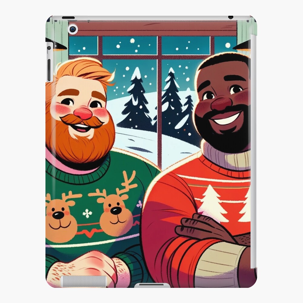 Merry Christmas Card with two handsome gay bears