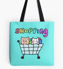 Cat and Pig Shopping Cart Tote Bag