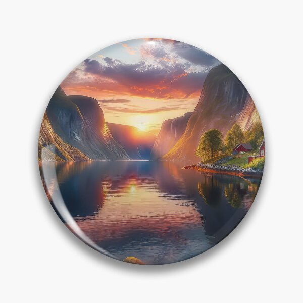 Item preview, Sunset in Norway - AI Art designed and sold by Oilix.