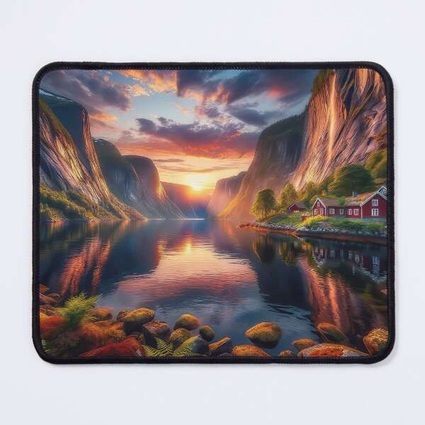 Item preview, Sunset in Norway - AI Art designed and sold by Oilix.