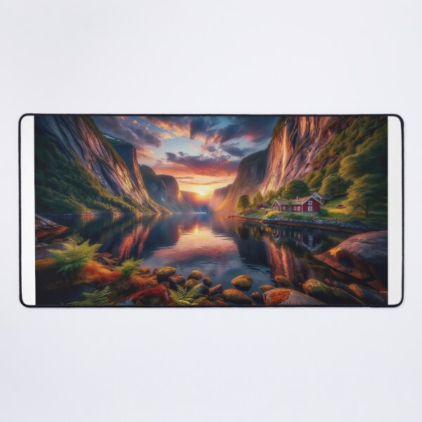 Item preview, Sunset in Norway - AI Art designed and sold by Oilix.