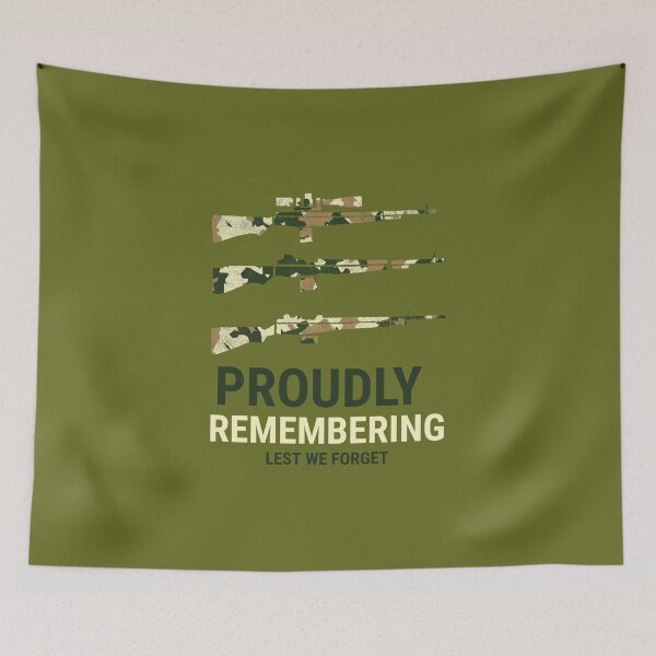 Item preview, Proudly Remembering - Lest We Forget - Remembrance Day Design showing thanks to those who sacrificed all designed and sold by teecraftstudios.