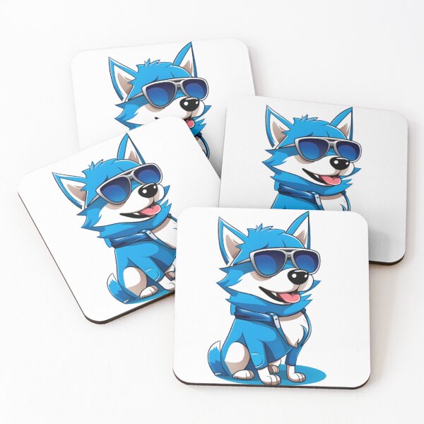 Item preview, Blue wolf dog  wear sunglasses designed and sold by KorArtStudio.