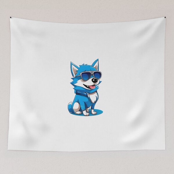 Item preview, Blue wolf dog  wear sunglasses designed and sold by KorArtStudio.