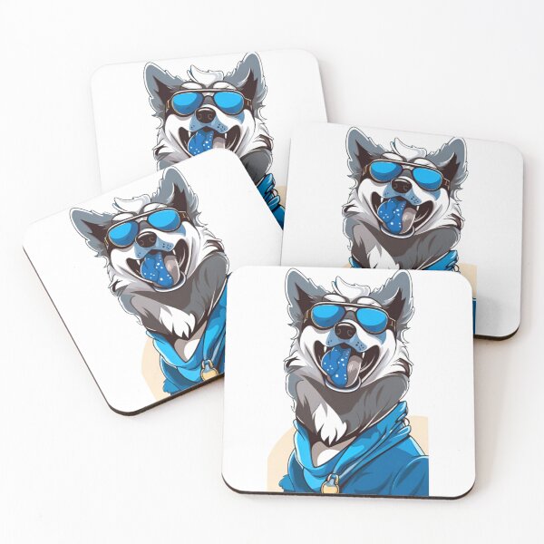 Item preview, Cute Blue wolf dog wear sunglasses designed and sold by KorArtStudio.