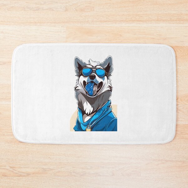 Item preview, Cute Blue wolf dog wear sunglasses designed and sold by KorArtStudio.