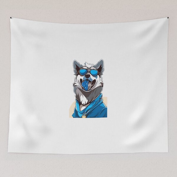 Item preview, Cute Blue wolf dog wear sunglasses designed and sold by KorArtStudio.