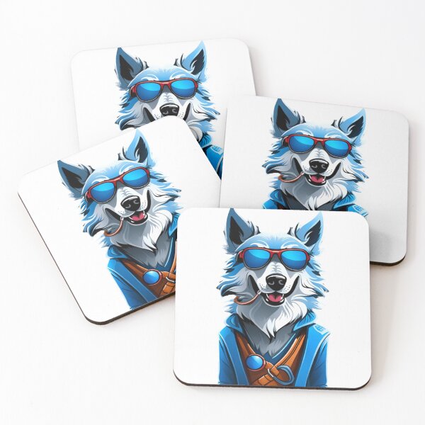 Item preview, Cool Blue wolf dog wear sunglasses designed and sold by KorArtStudio.