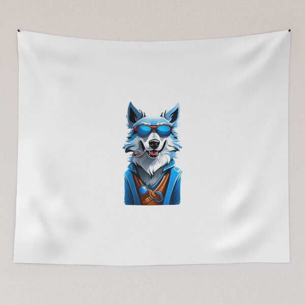 Item preview, Cool Blue wolf dog wear sunglasses designed and sold by KorArtStudio.