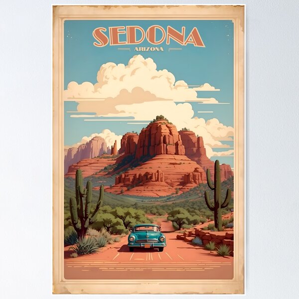 Item preview, Sedona Vintage Retro Poster: Arizona's Desert Beauty designed and sold by Ceemko's Vintage Corner.