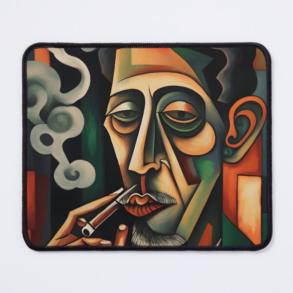 Item preview, Smoke and Reflections - AI Generated Cigar Dreams in Abstract Portrait of Deep Contemplation designed and sold by OlfactoART Studio.