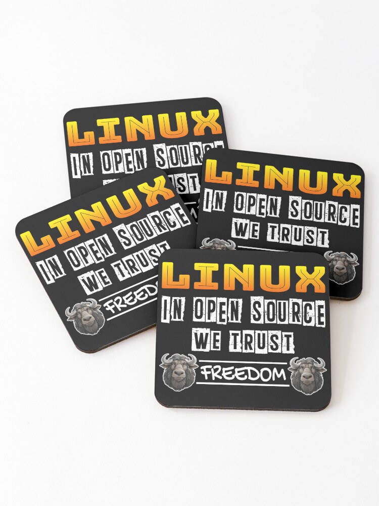 Thumbnail 1 of 5, Coasters (Set of 4), Linux, In Open Source We Trust designed and sold by Image-Caption.