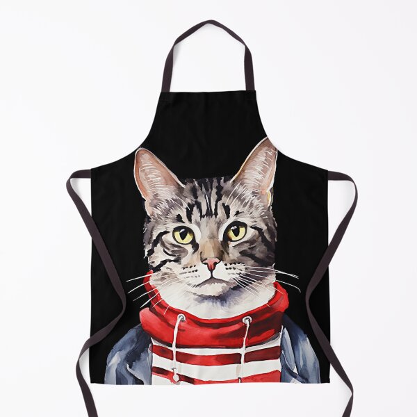 Item preview, Cat in a Red Striped Sweater and Blue Jacket designed and sold by MagicColorPrint.
