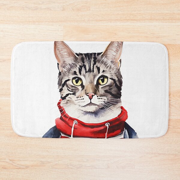 Item preview, Cat in a Red Striped Sweater and Blue Jacket designed and sold by MagicColorPrint.