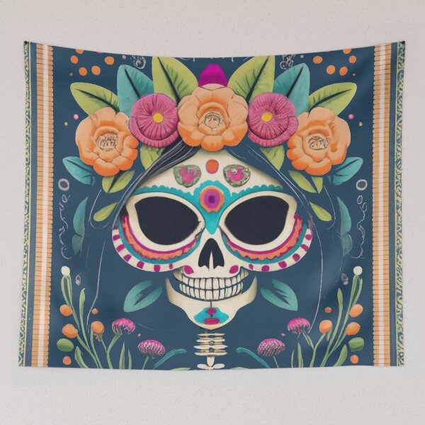 Item preview, Day of the Dead Calavera Catrina  female skeleton flower hat designed and sold by JaroDesign2023.