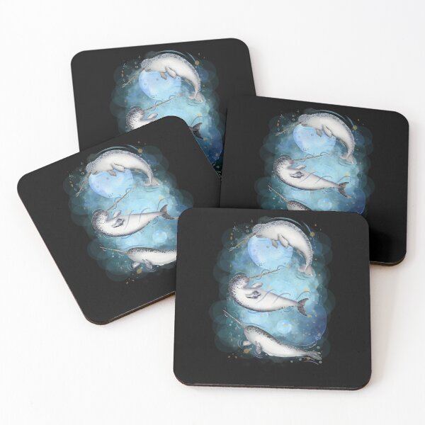 Item preview, Narwhal Whales Swimming Watercolor Design designed and sold by kuremureDesign.