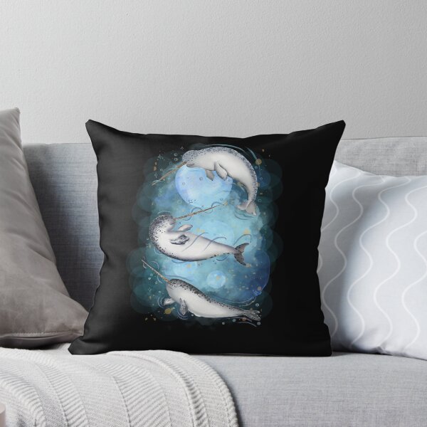 Artikelvorschau, Narwalwale schwimmendes Aquarell-Design entworfen und verkauft von kuremureDesign.