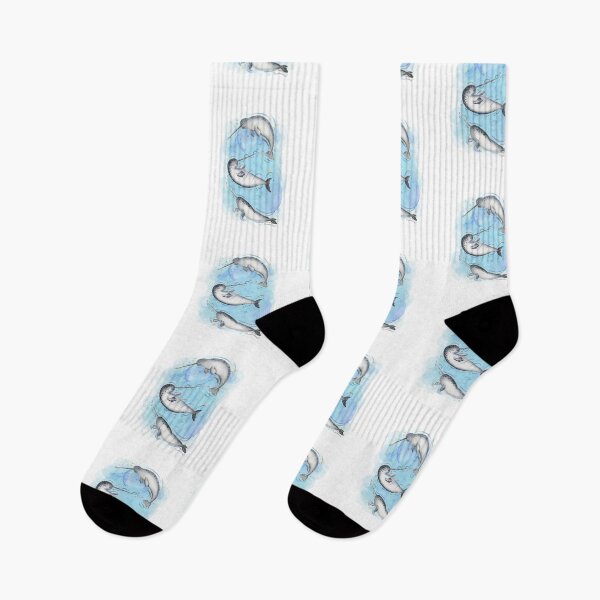 Item preview, Narwhal Whales Swimming Watercolor Design designed and sold by kuremureDesign.