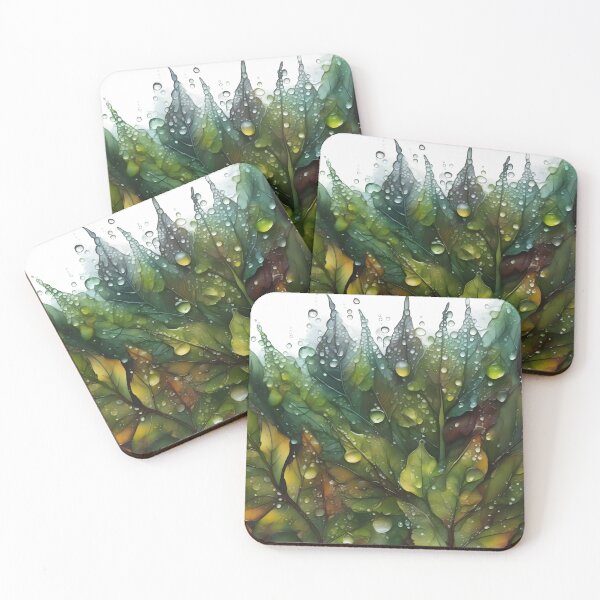 Item preview, Rainy autumn – part 1, i.e. watercolor leaves covered with raindrops. designed and sold by My-fake-places.
