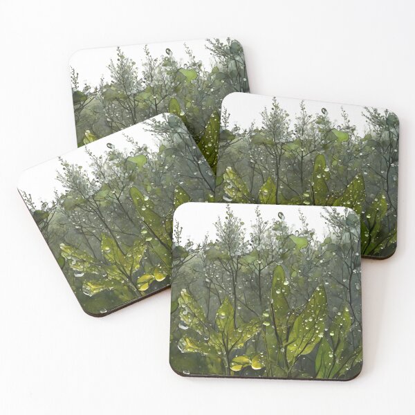Item preview, Rainy autumn – part 3, i.e. watercolor leaves covered with raindrops. designed and sold by My-fake-places.